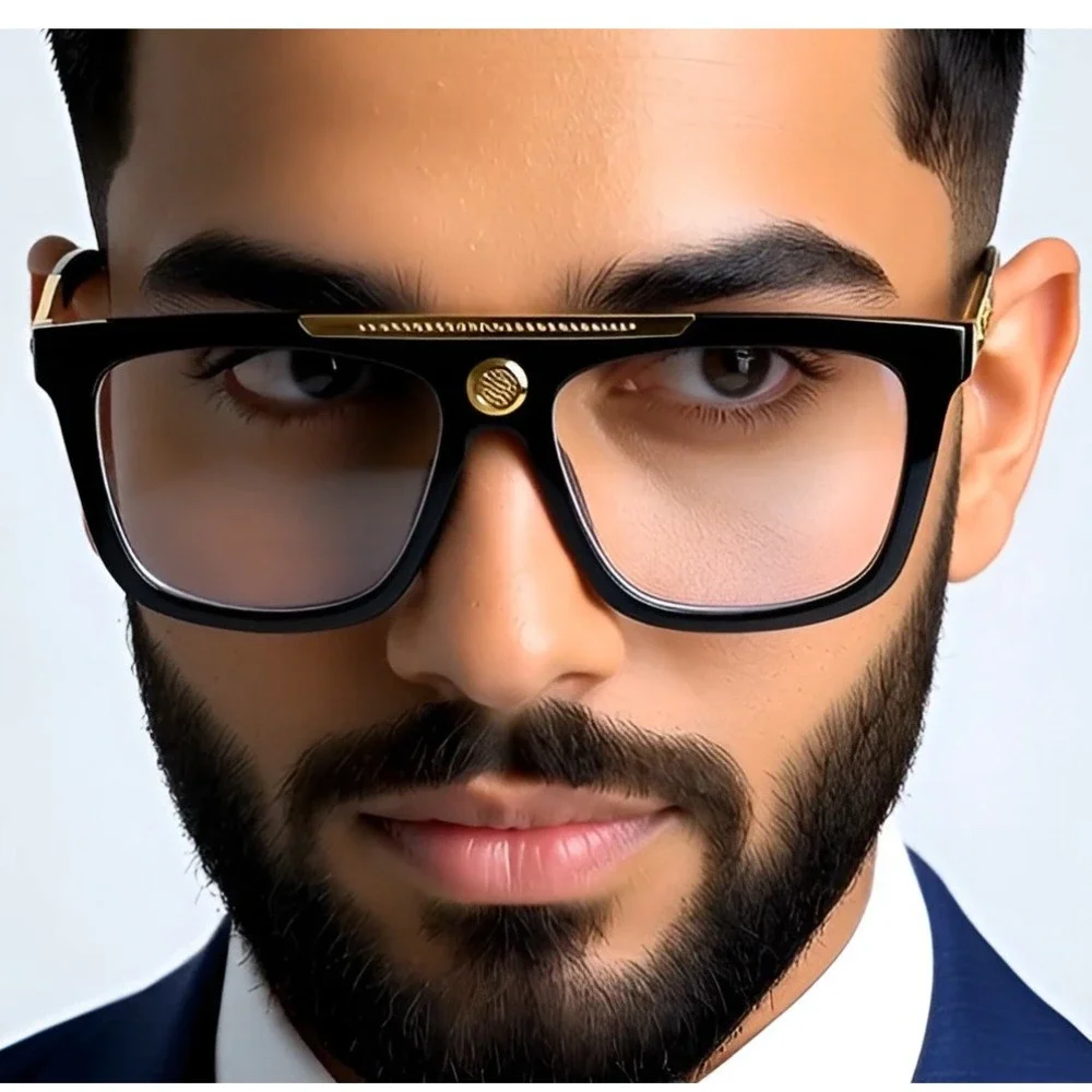 Men's CLASSIC RETRO HIP HOP Hardcore‎ RAPPER SUN GLASSES Clear Lens Gold Frame